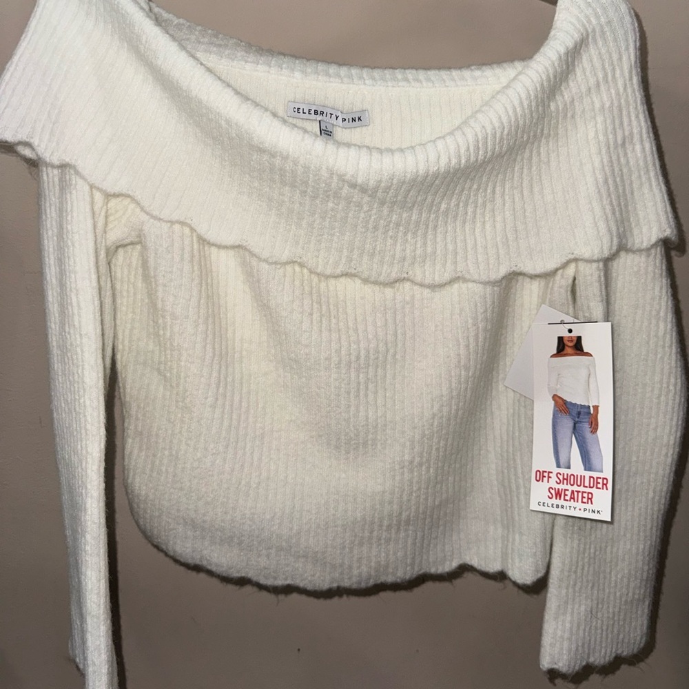 Celebrity Pink Off-Shoulder Sweater